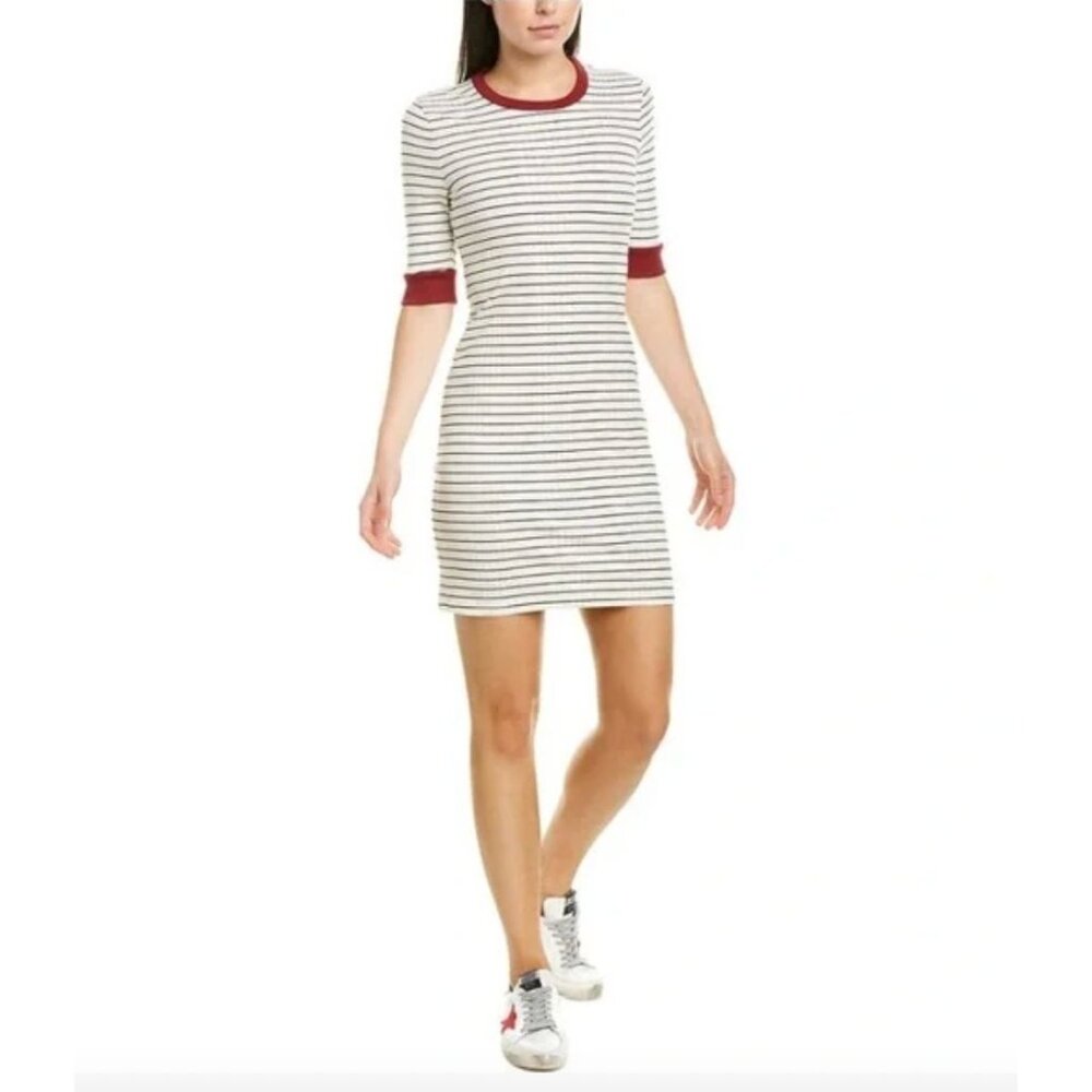 JOIE tralena stripe t dress in porcelain size large